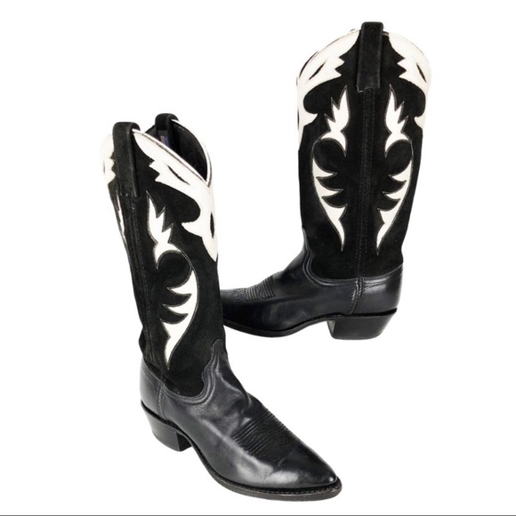 black and white western boots